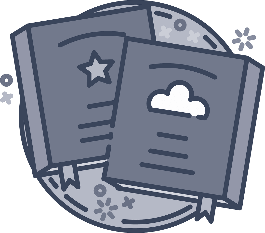 Educational Books Vector Art in Transparent Style