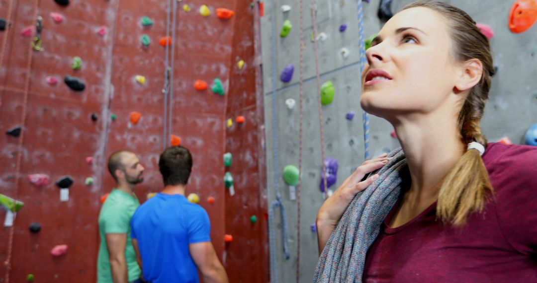 Female Climber Resting at Indoor Climbing Gym - Free Images, Stock Photos and Pictures on Pikwizard.com