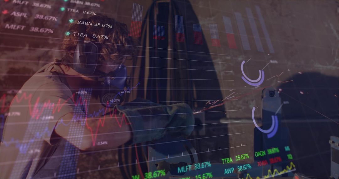 Shooter Practicing Focus with Financial Data Overlays