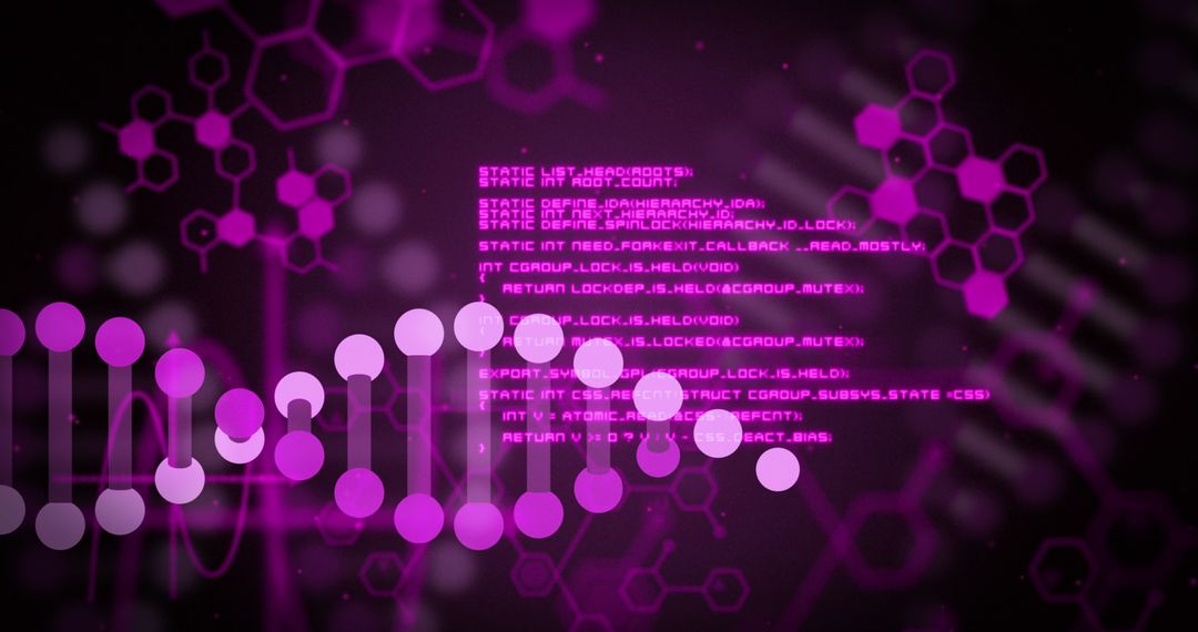 Digital DNA Strand with Data on Black Background