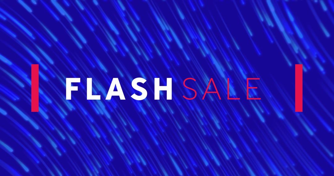 Flash Sale Text Banner on Dynamic Blue Light Trails