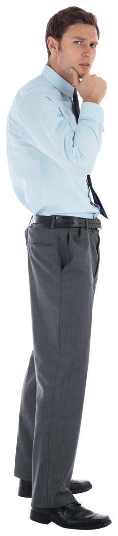 Transparent Image of Thoughtful Businessman Contemplating Idea