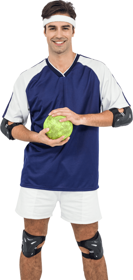 Transparent Image of Rugby Player Holding Green Ball
