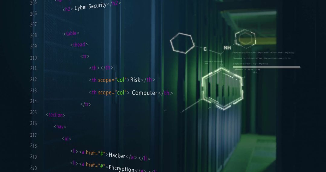 Digital data processing overlay on server array background
