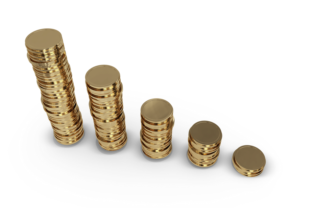 Transparent Stacked Golden Coins Declining Order - Download Free Stock Images Pikwizard.com