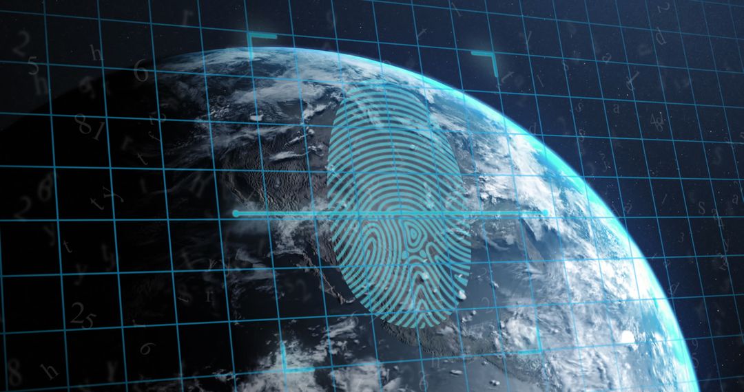 Fingerprint Scanning Over Earth Represents Global Security