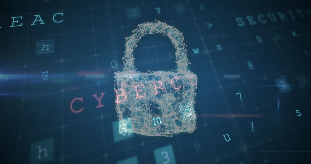 Digital Cybersecurity Concept with Lock and Code Overlay