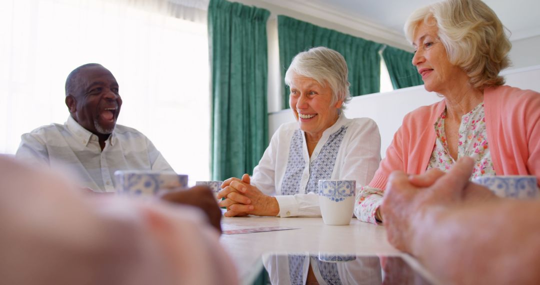 Seniors Engaging in Lively Conversation at Gathering