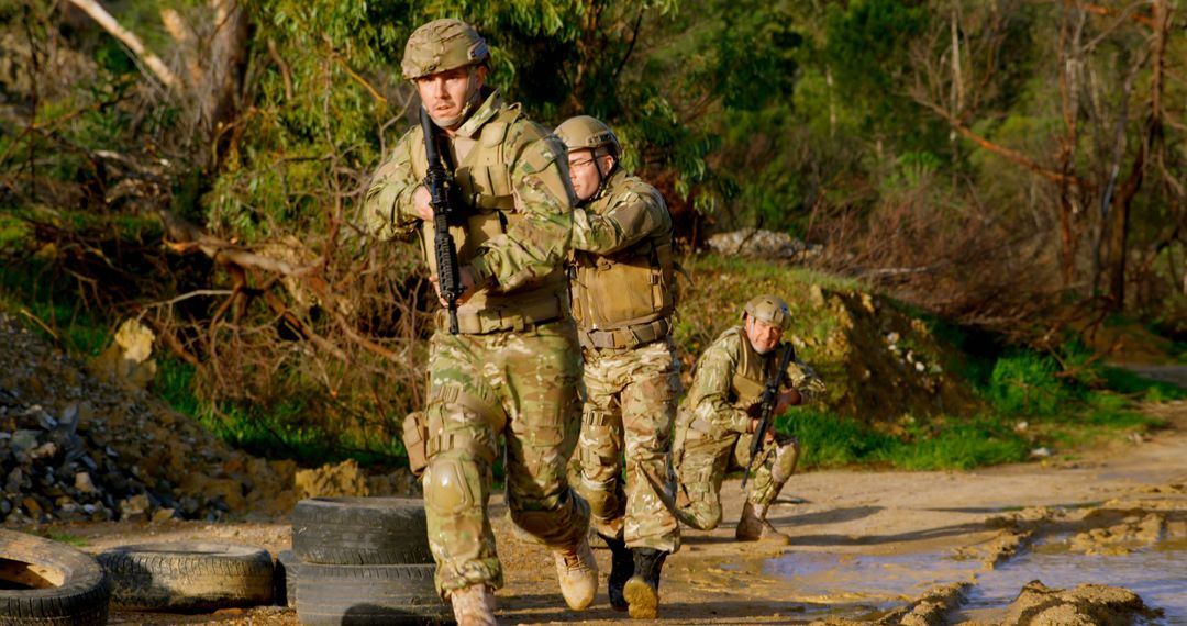 Soldiers Engaged in Comprehensive Military Training Exercise