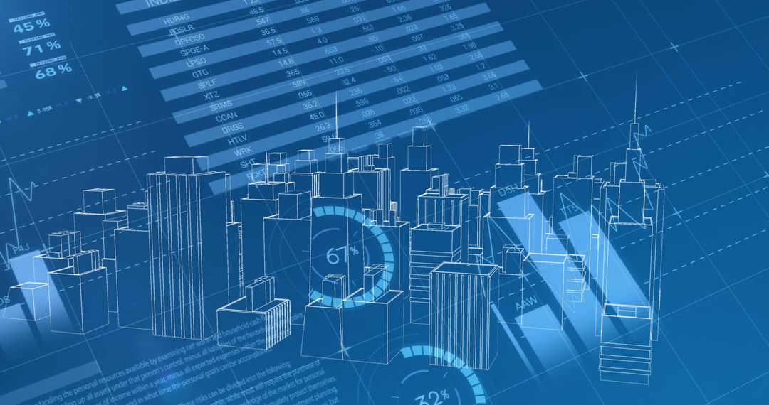 Futuristic Digital City with Data Overlay