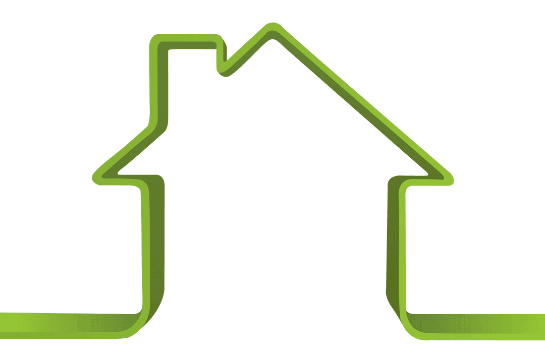 Minimalist Green House Outline Icon on Transparent Background