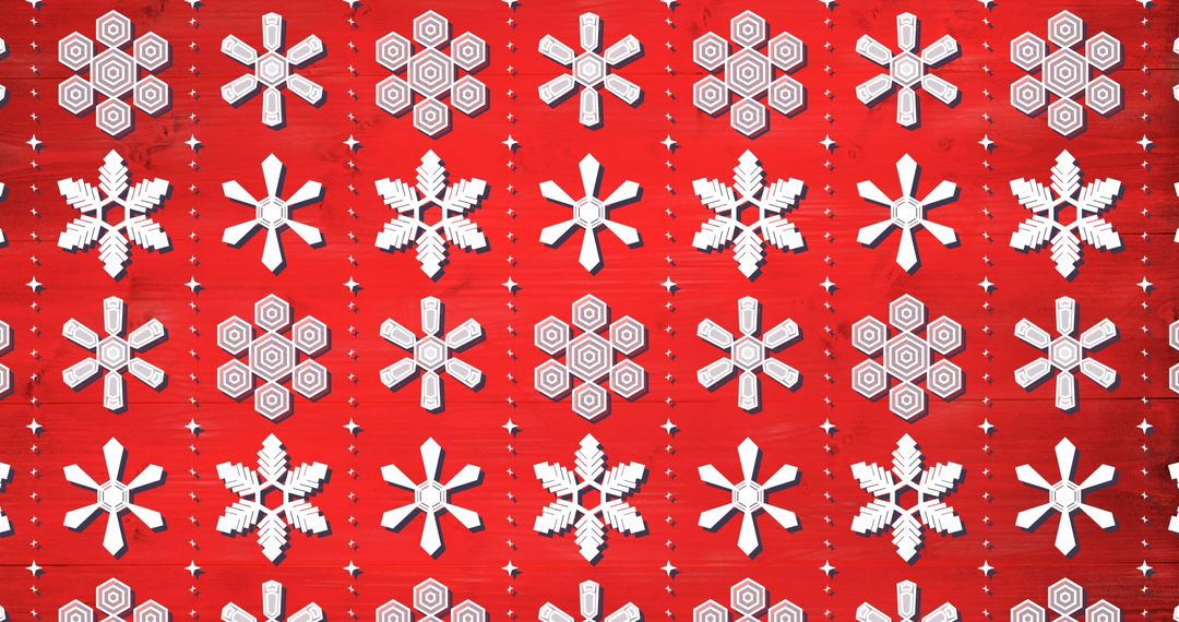 Christmas Snowflake Pattern on Red Festive Background
