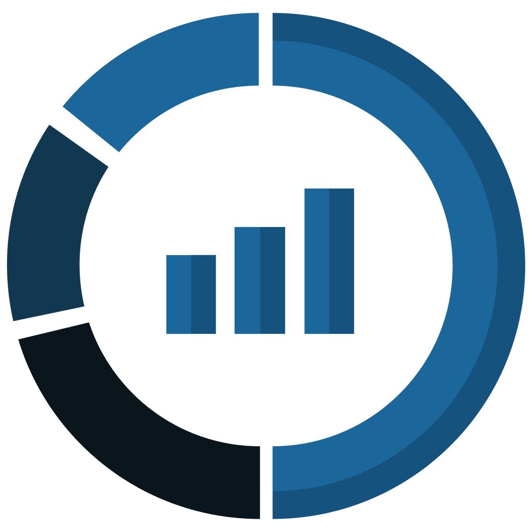 Transparent Pie and Column Chart Illustration for Data Presentation
