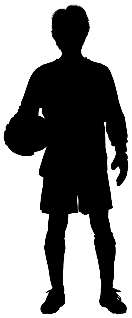 Silhouette of a Footballer with Ball on Transparent Background