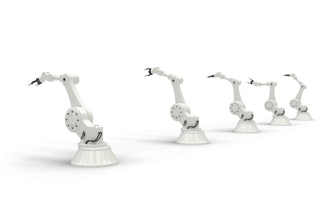 White Robotic Arms on Transparent Background, Technology Illustration
