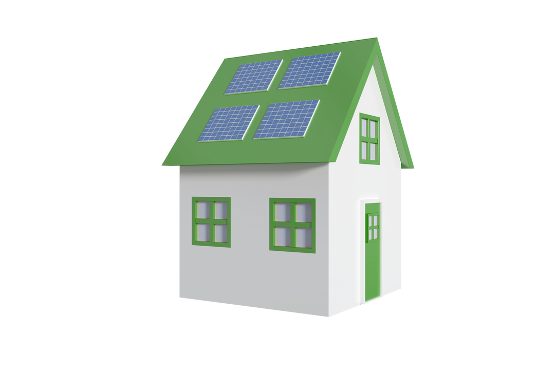 Transparent White and Green House with Solar Panels Vector - Download Free Stock Images Pikwizard.com