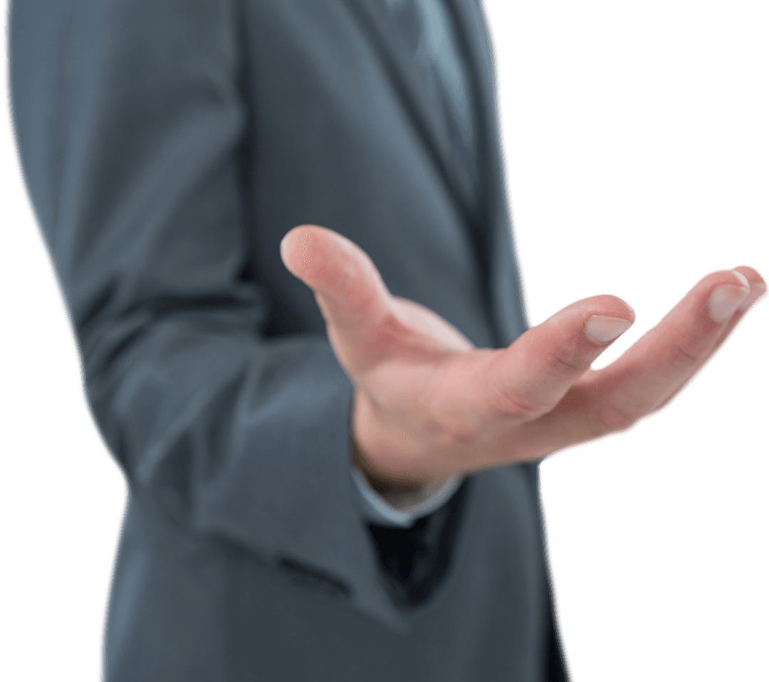 Businessman Holding Informative Transparent Object Render