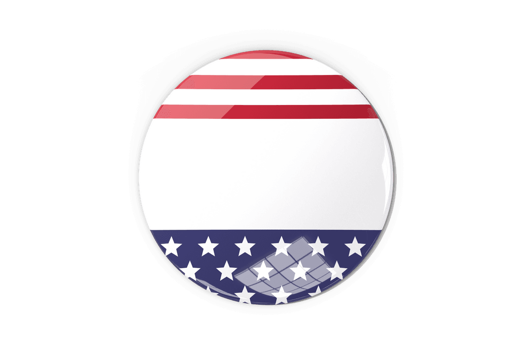 Transparent Patriotic American Flag Button for Election