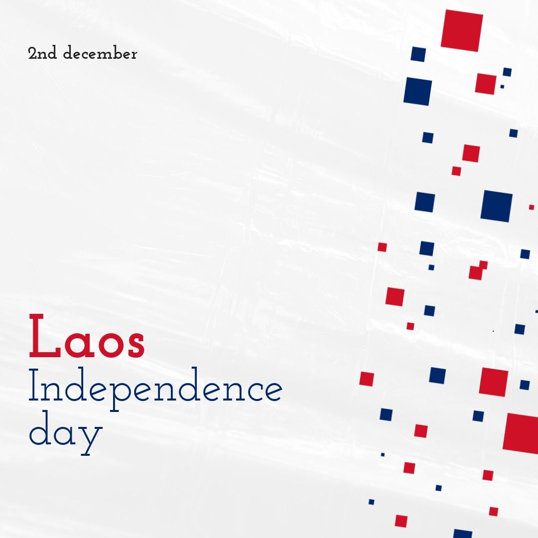 Image of laos independence day on white background with blue and red squares - Download Free Stock Templates Pikwizard.com