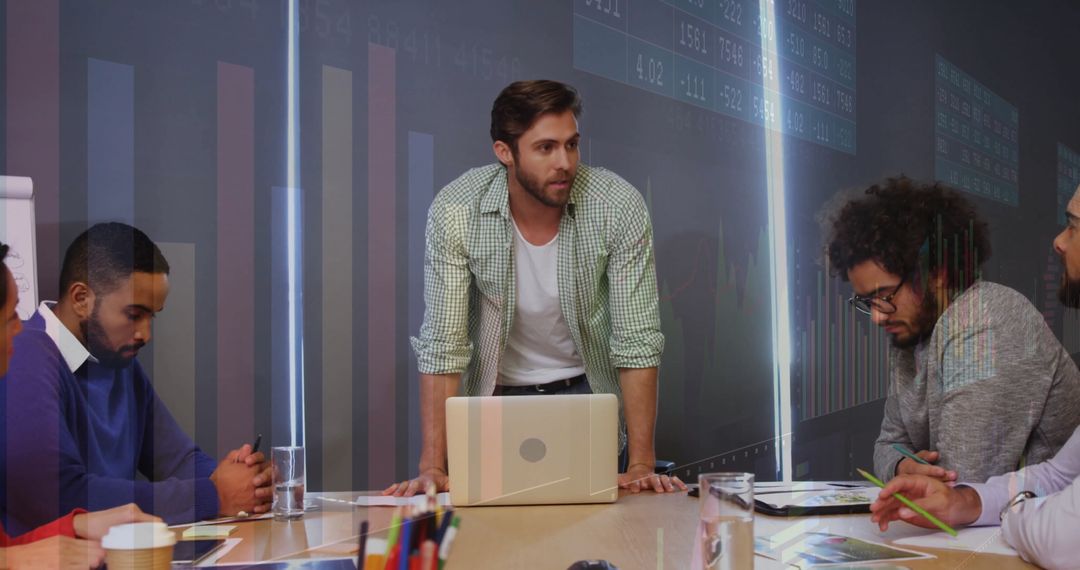 Team Meeting Focused on Data Analysis and Collaboration