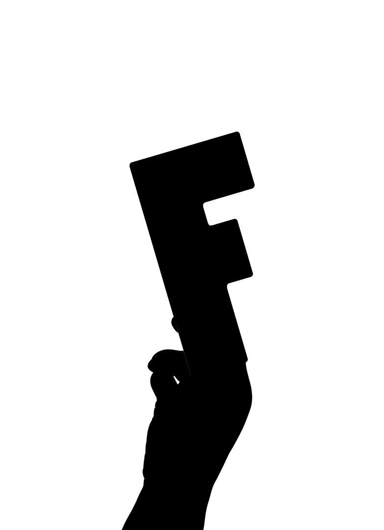 Hand Shows F Letter in Transparent Background