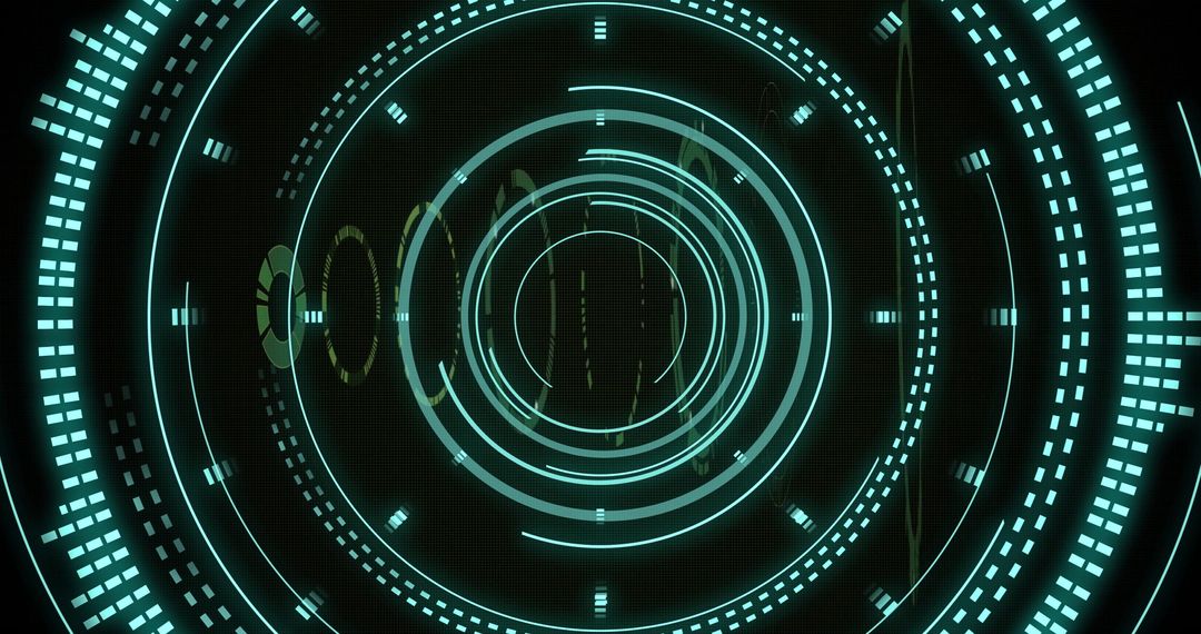 Futuristic Neon Holographic Interface with Rotating Circles