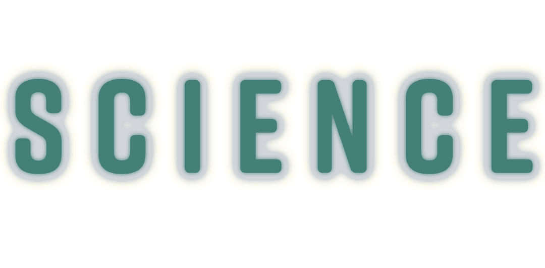 Green Science Text with Glow on Transparent Background