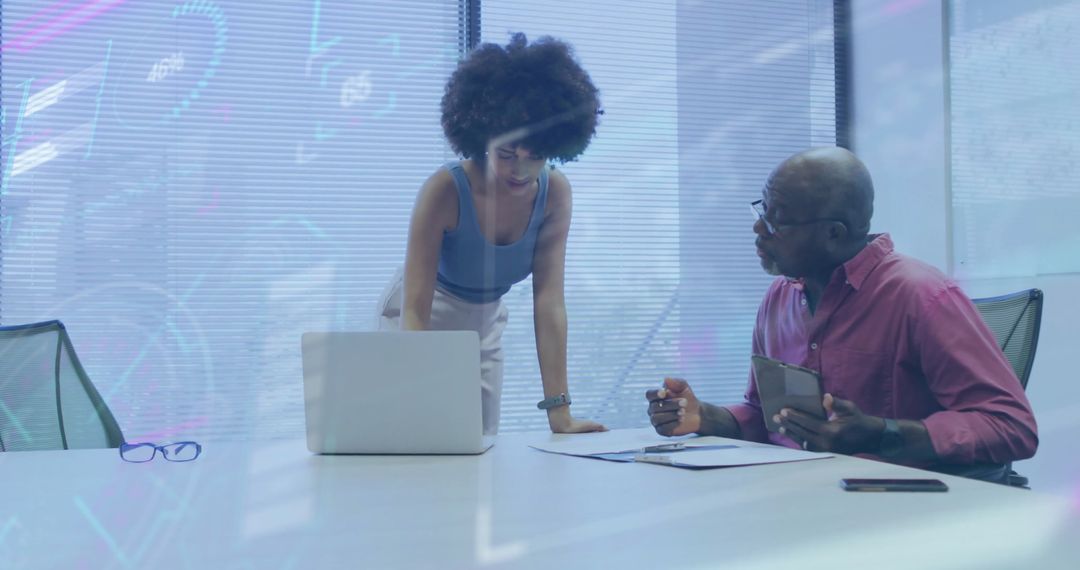 Colleagues Collaborating in Modern Corporate Office Setting