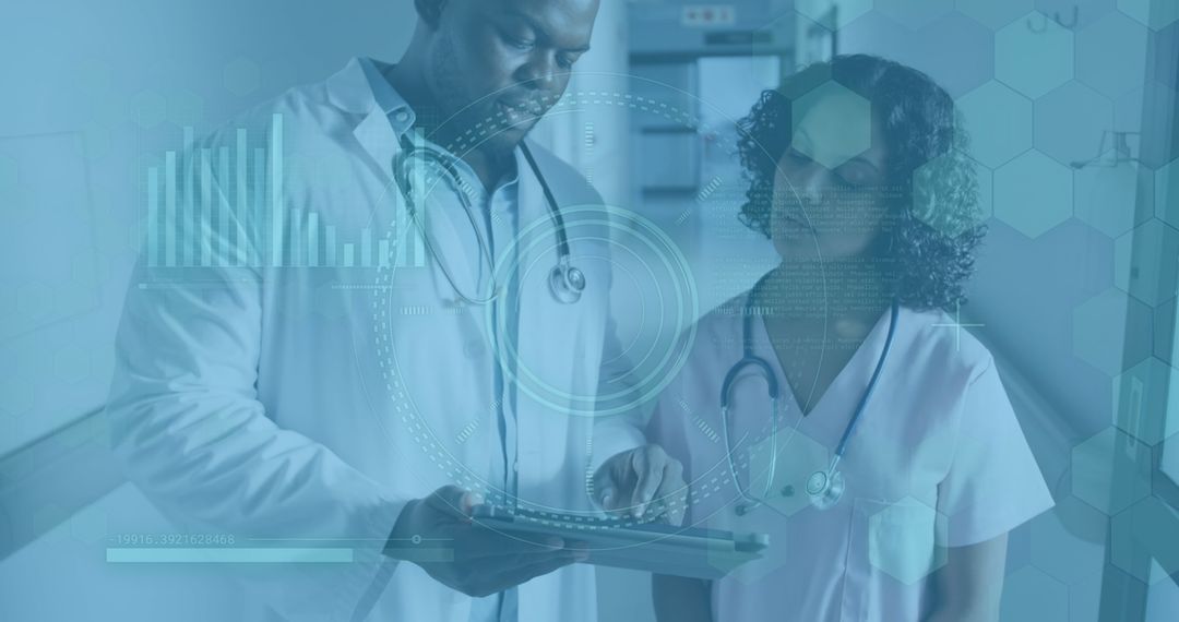 Doctors Analyzing Medical Data in High-Tech Environment