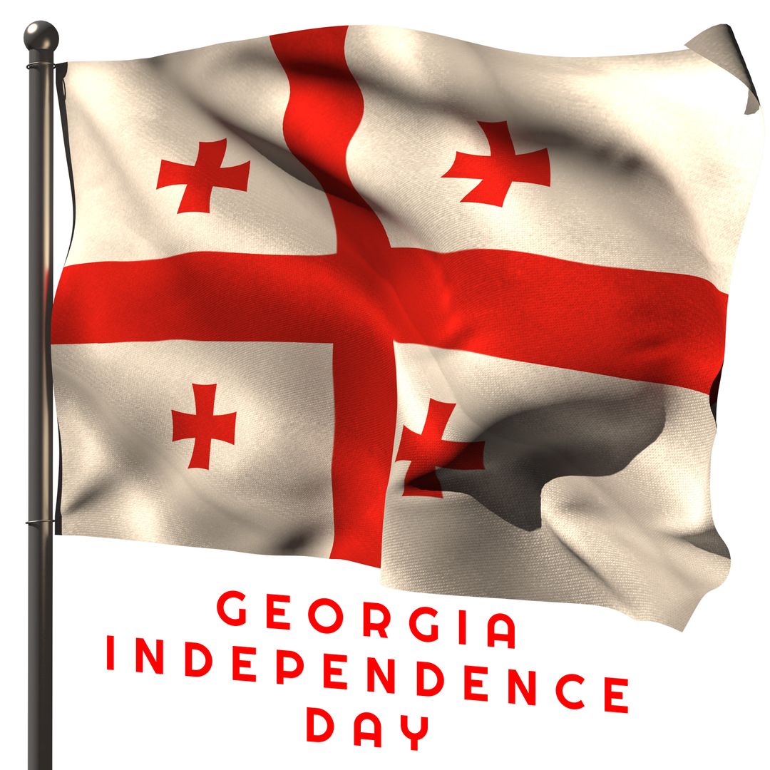Georgian National Flag Waving Celebrating Independence Day