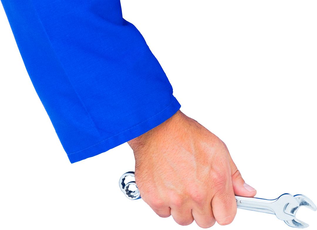 Workman hand holding spanner isolated on white transparent background - Download Free Stock Images Pikwizard.com