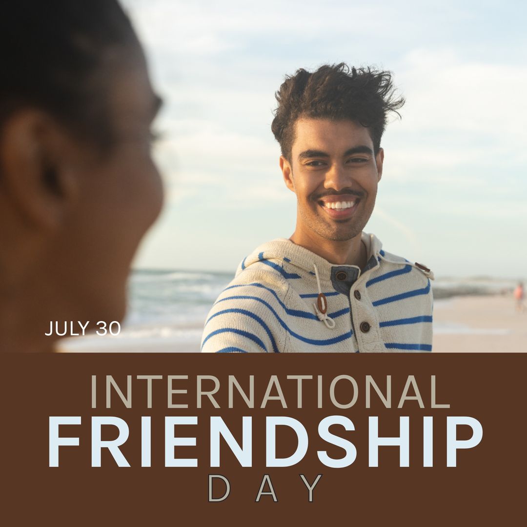 Celebrating International Friendship Day with Diverse Smiles on Beach