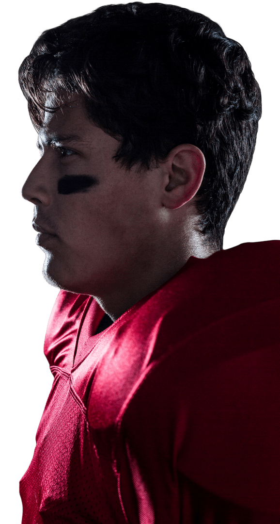 Transparent View of Determined Football Player with Eye Black Face Paint