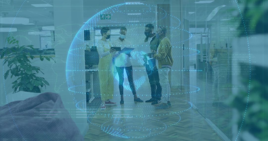 Collaboration with Hologram Data Sphere in High-Tech Office