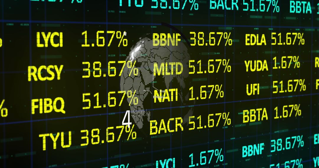 Global Stock Market Data Overlaid on Digital Globe