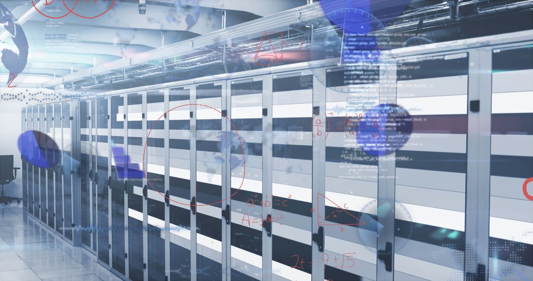 Futuristic Global Data Processing in Modern Server Room