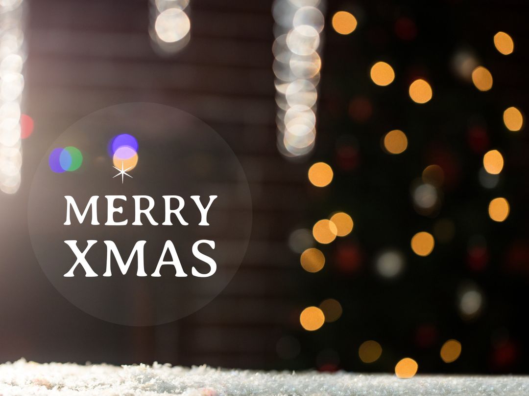 Warm Christmas Lights Blur with Snowy Highlight