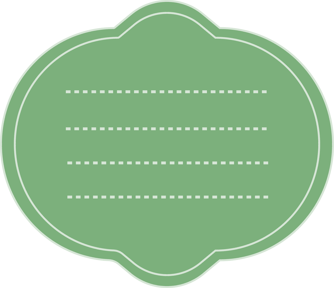 Green Decorative Tag with Dotted Lines on Transparent Background