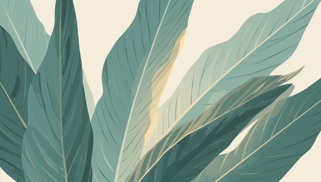 Tropical Foliage with Veins and Teal Gradients