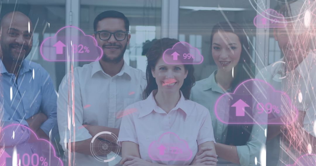 Diverse Business Team Embracing Cloud Technology