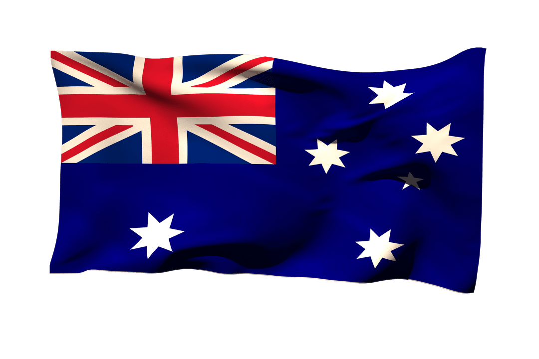 Waving Australian Flag on Transparent Background