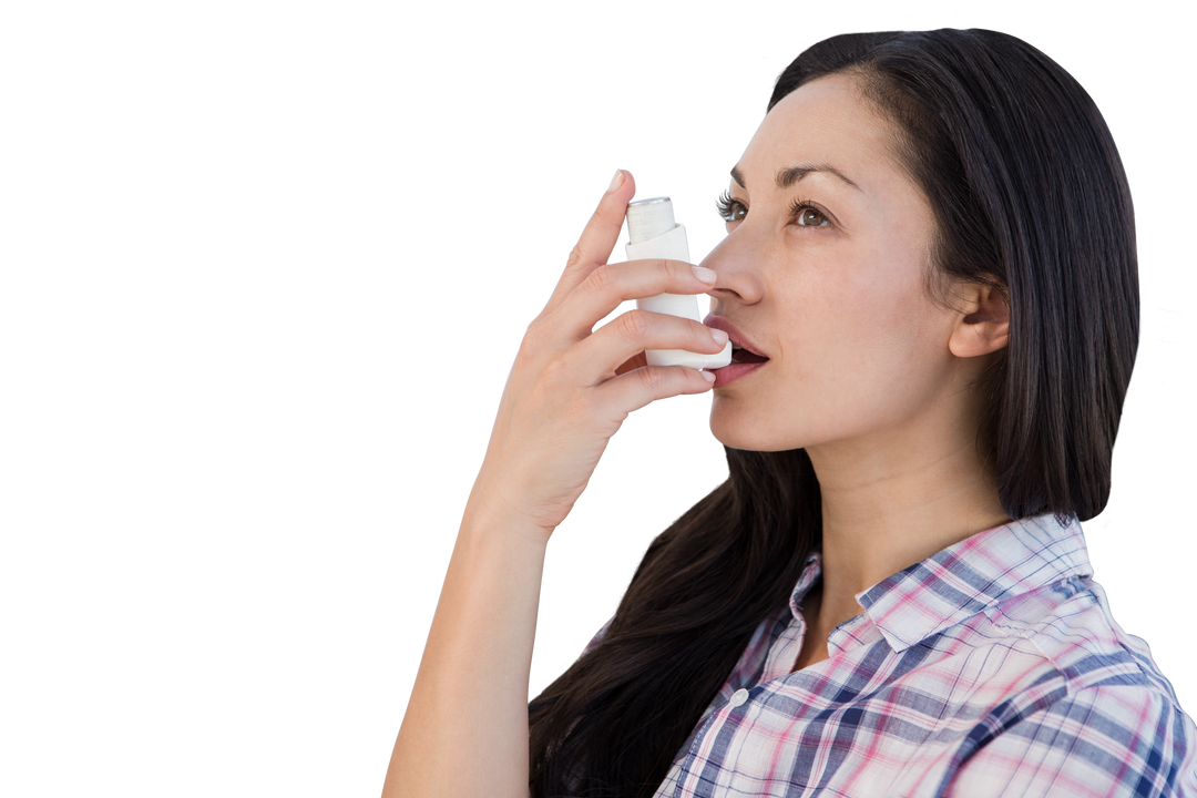 Caucasian Woman with Inhaler Transparent Background Health Concept - Download Free Stock Images Pikwizard.com