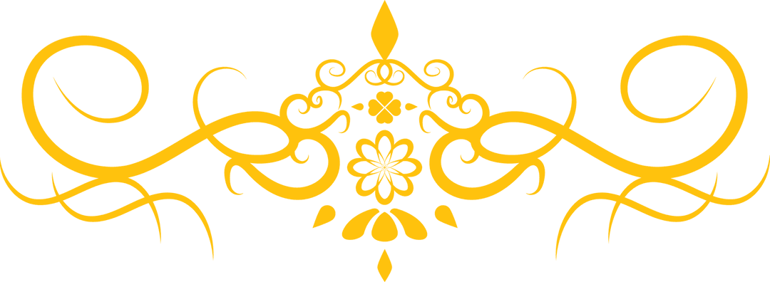 Ornate Golden Abstract Shape on Transparent Background