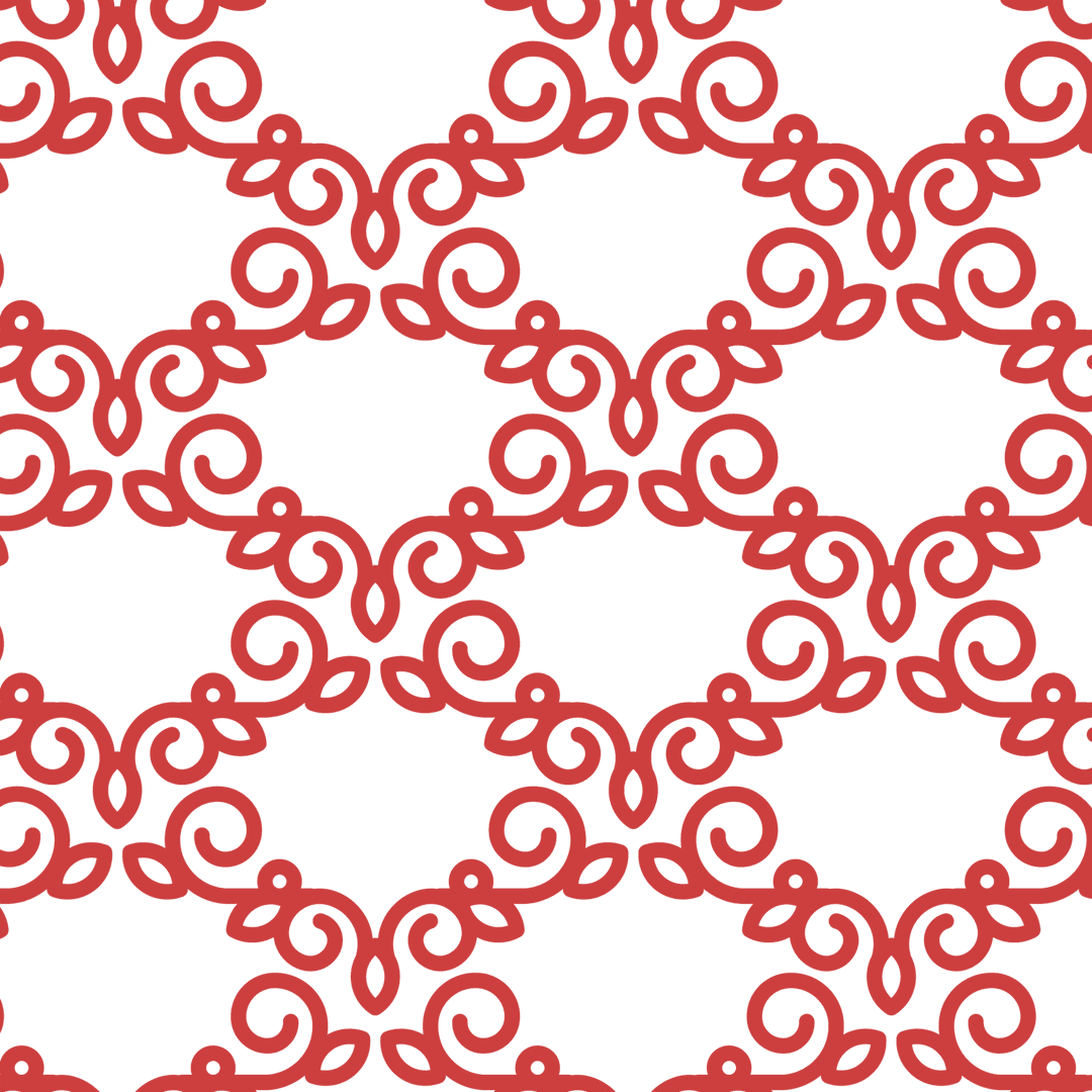 Red Plant Ornament Pattern on Transparent Background