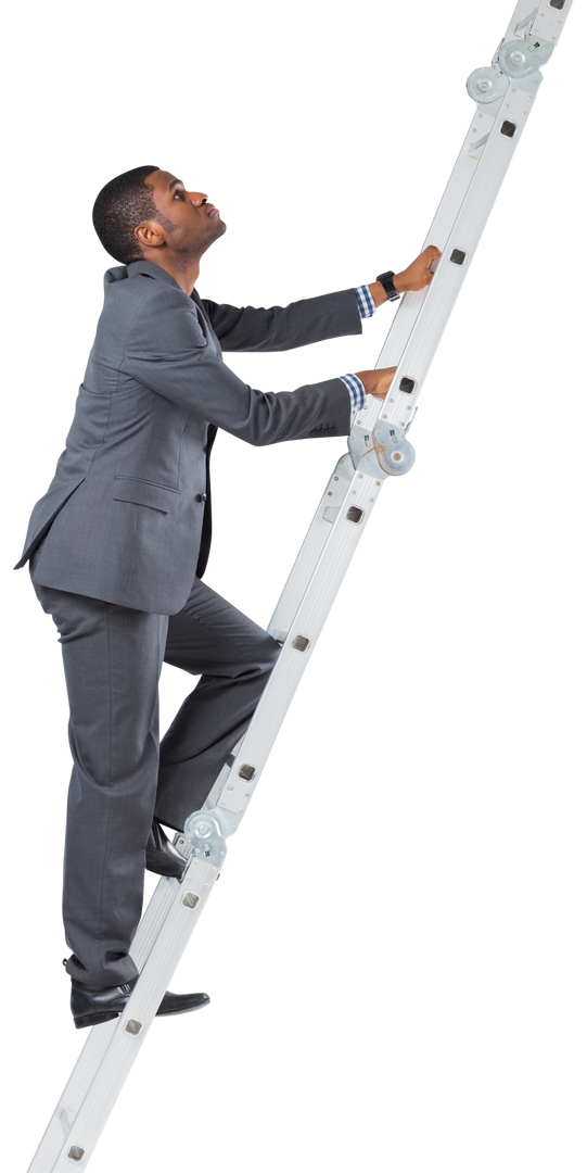 Transparent Businessman Climbing Ladder Reaching for Success - Download Free Stock Images Pikwizard.com