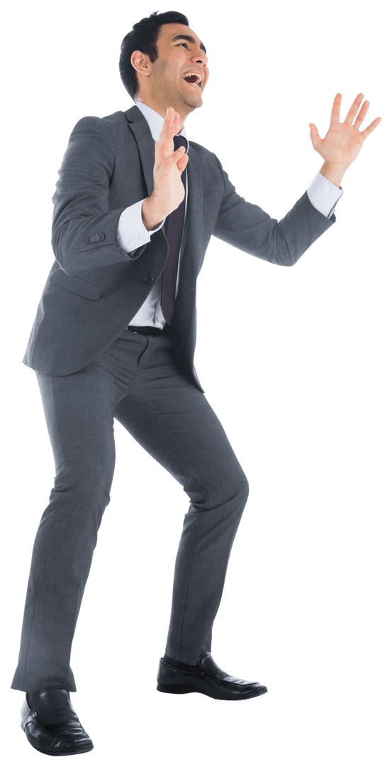 Caucasian Businessman Enthusiastically Expressing on Transparent Background