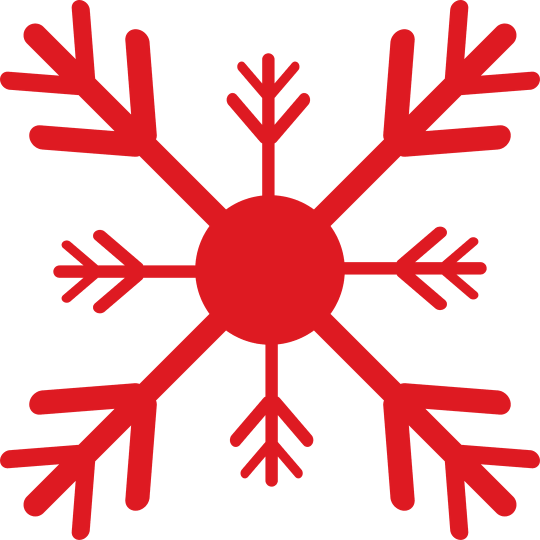 Red Snowflake on Transparent Background for Winter Designs
