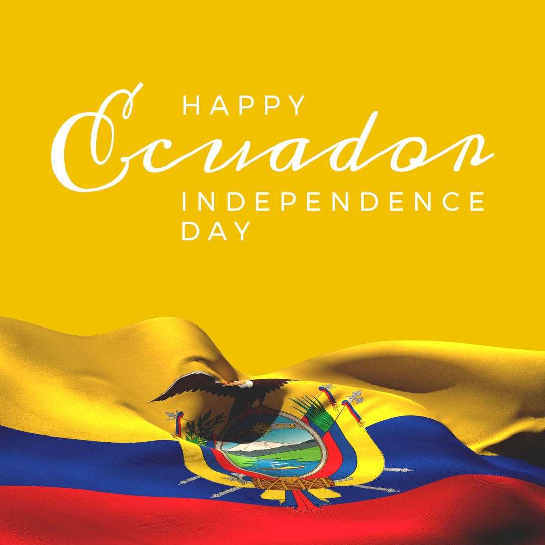Ecuador Independence Day Celebration with Waving Flag