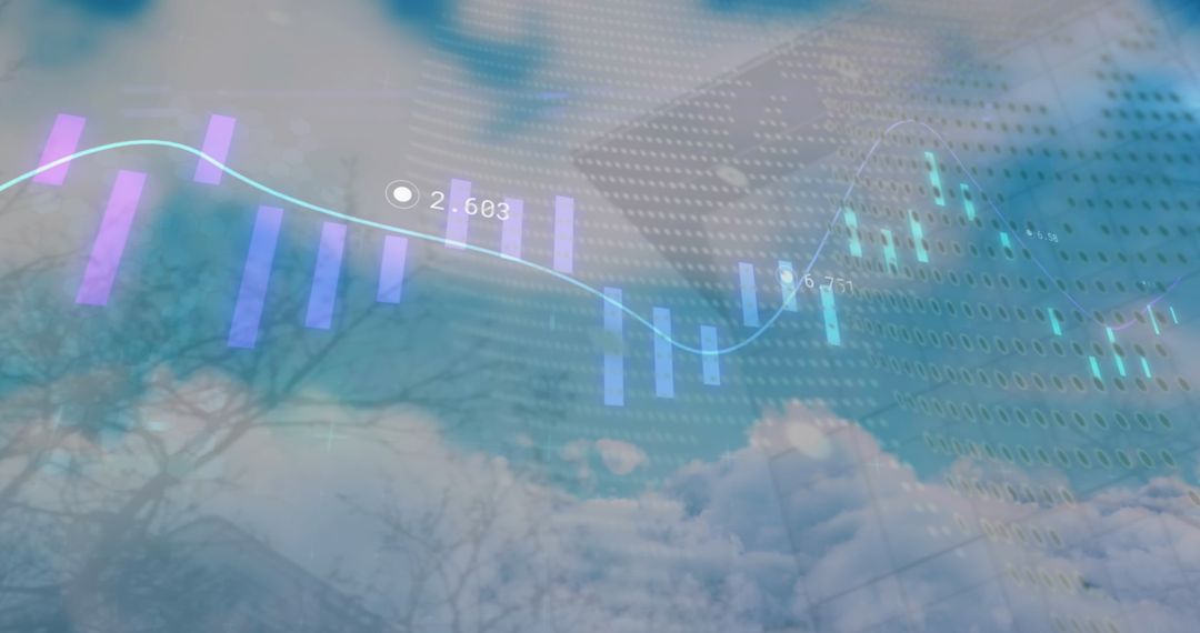 Global Digital Data Visualization Concept with Charts and Clouds