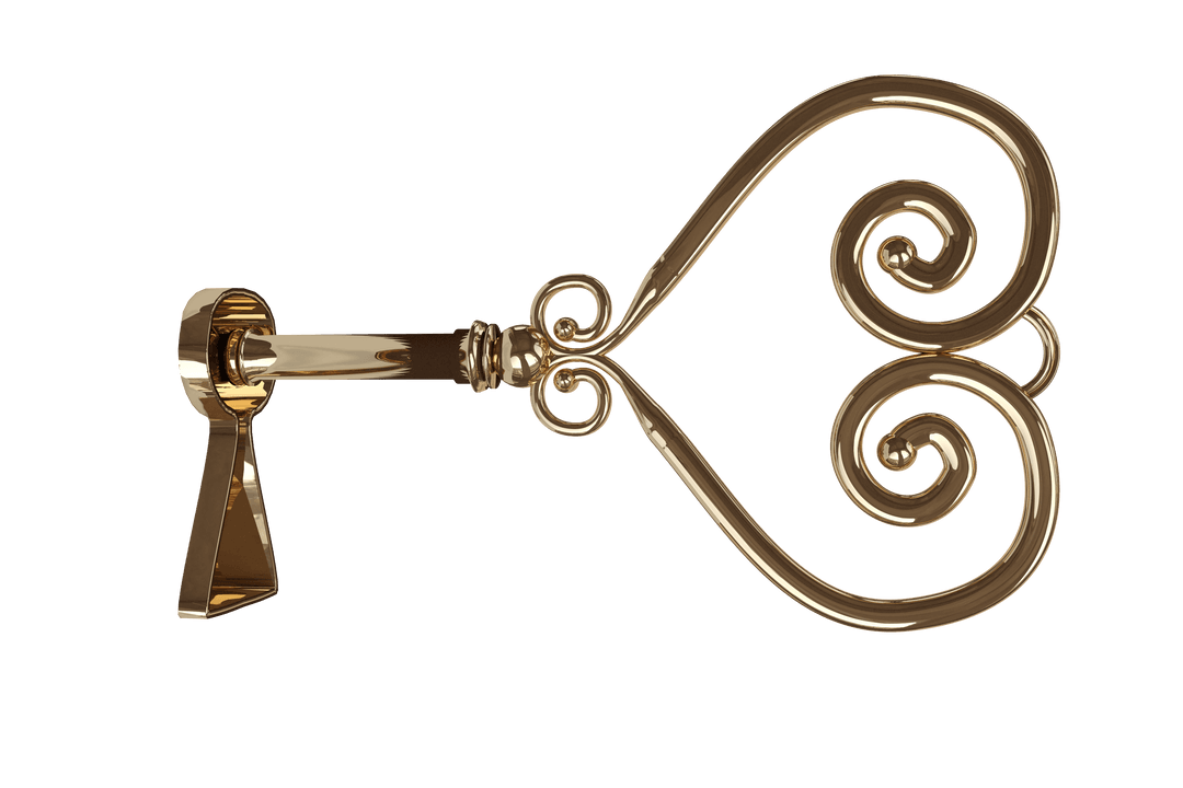 Elegant Heart-Shaped Key in Keyhole Transparent Background